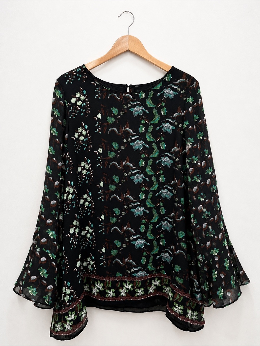 Long Sleeve Flowy Max Edition Blouse/Tunic | Dark Floral | Size XL